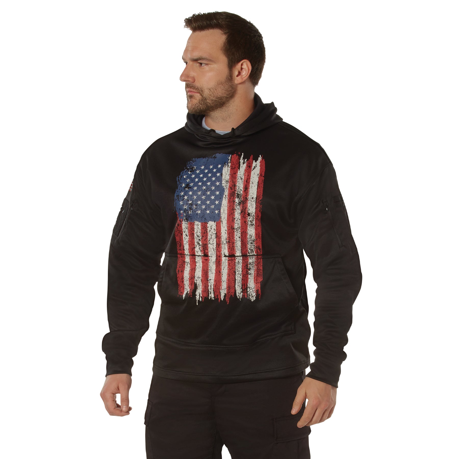Poly US Flag Concealed Carry Hooded Sweatshirts Red-White-Blue