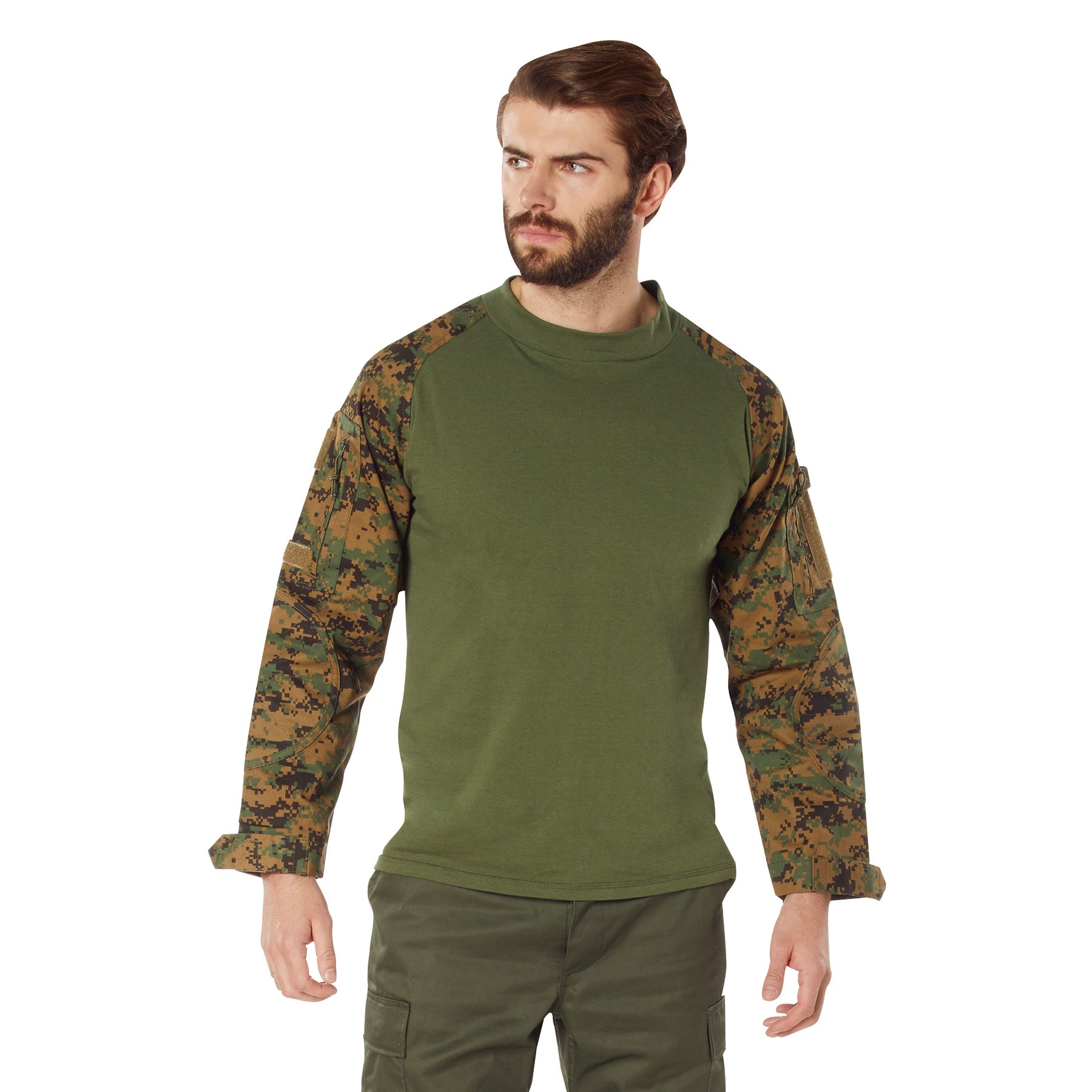Digital Camo Poly/Cotton Tactical Combat Shirts Woodland Digital Camo