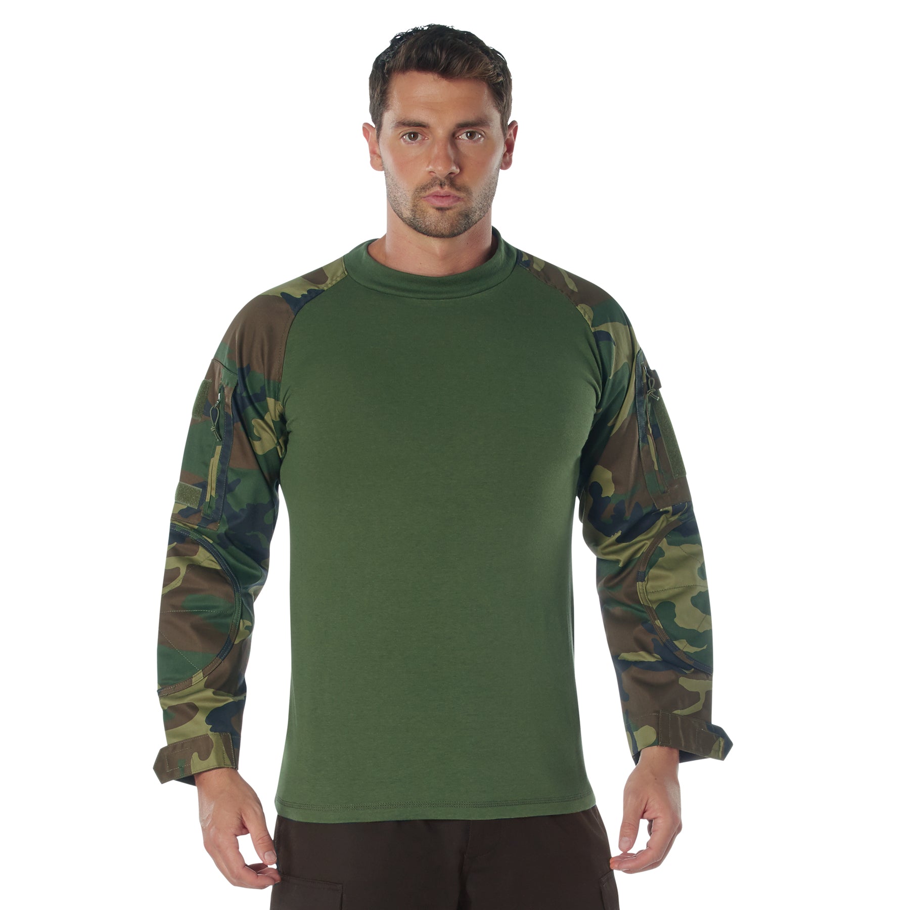 Camo Poly/Cotton Tactical Combat Shirts Woodland Camo