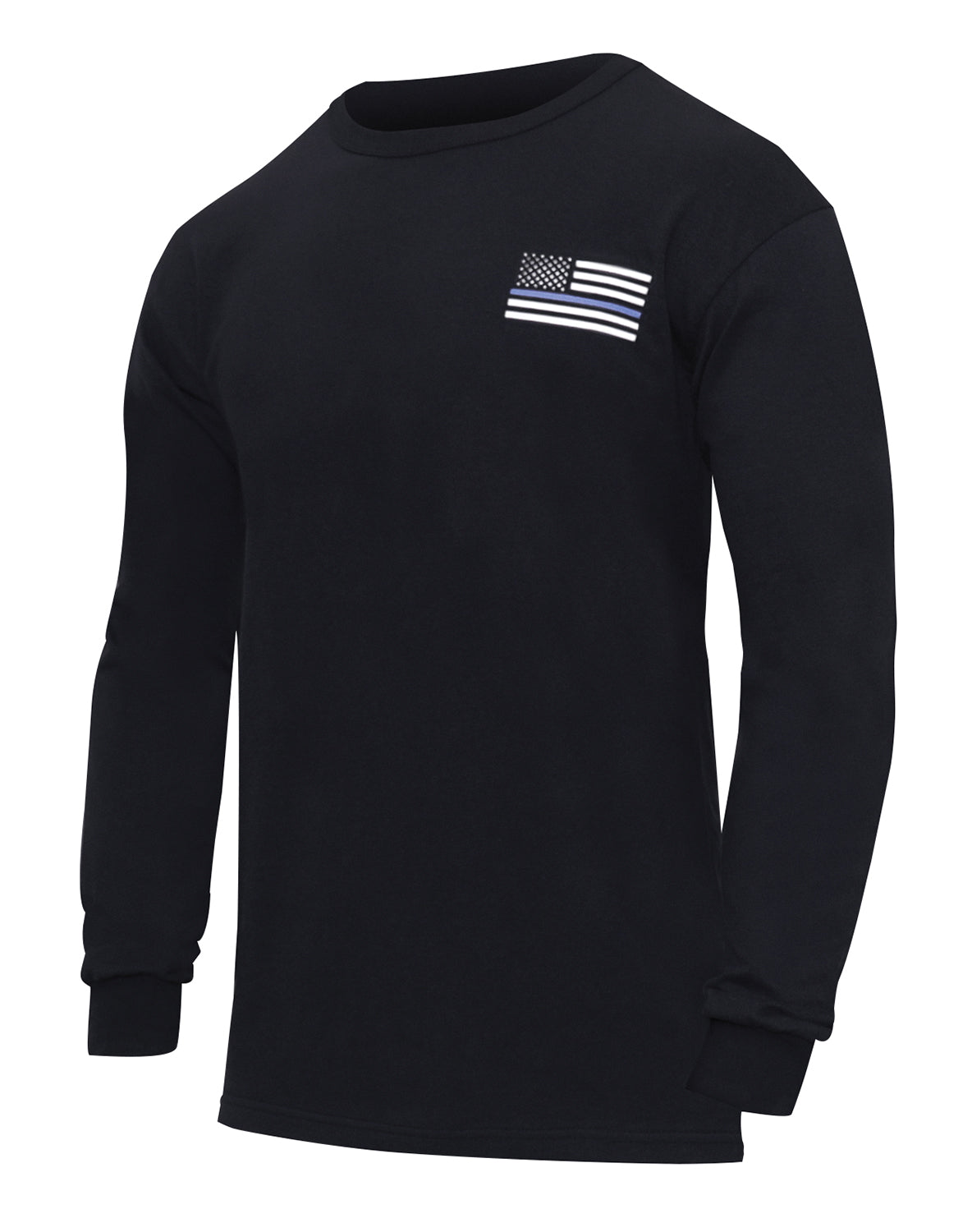 [Public Safety] Poly/Cotton Honor Respect Thin Blue Line Long Sleeve Shirts Police Blue Line - Black