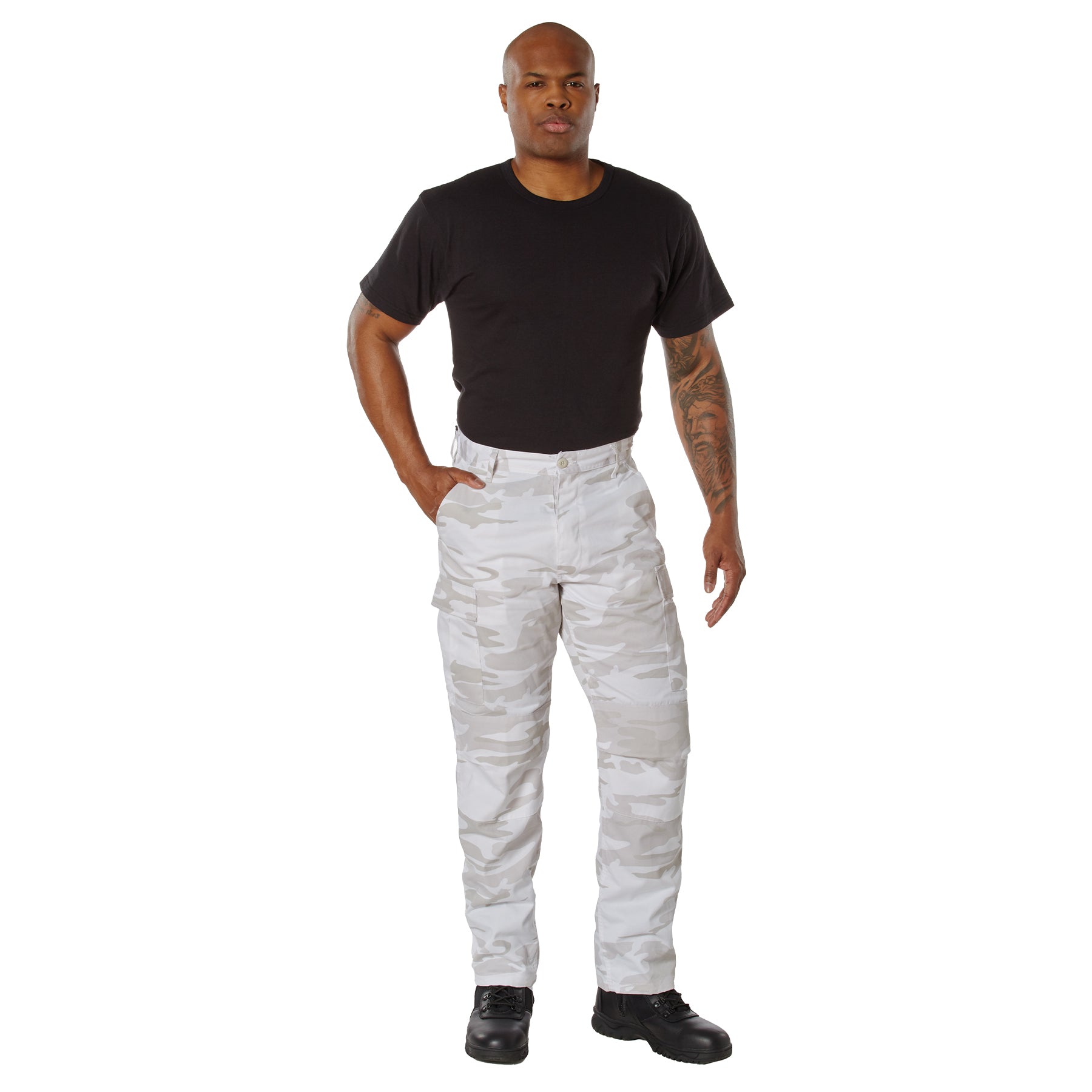 Camo Poly/Cotton Tactical BDU Pants White Camo