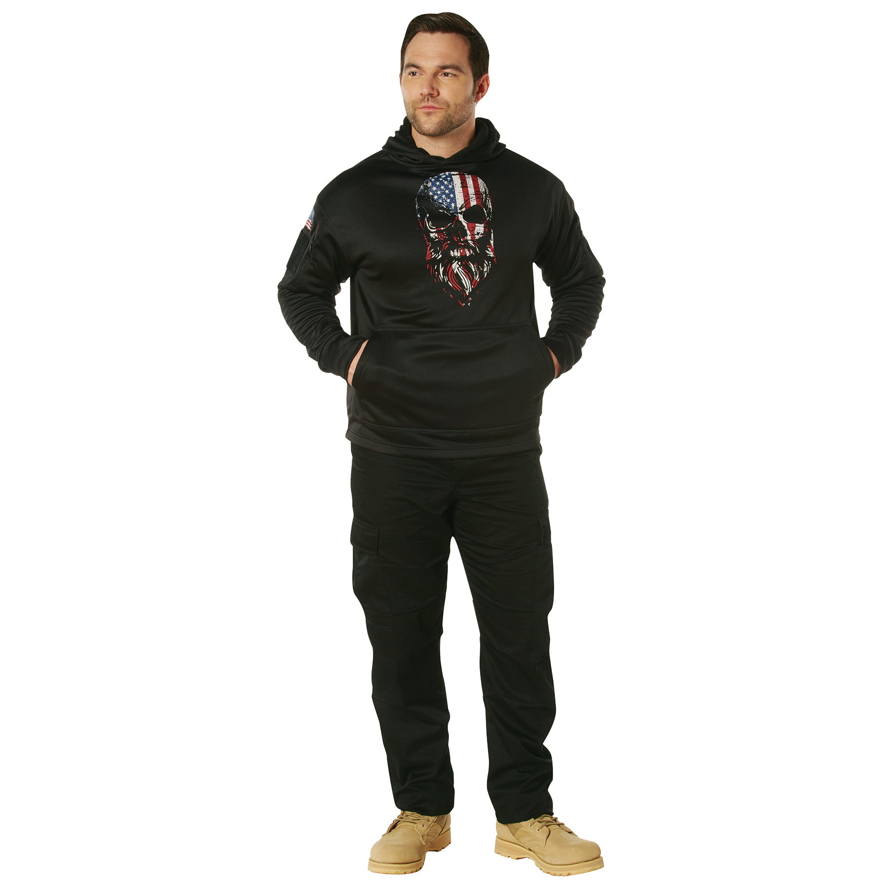 Poly US Flag / Bearded Skull Concealed Carry Hooded Sweatshirts