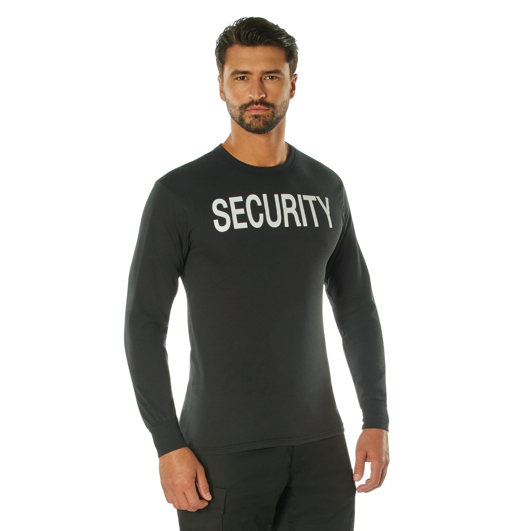 [Public Safety] Poly/Cotton 2-Sided Security Long Sleeve Shirts Security White - Black