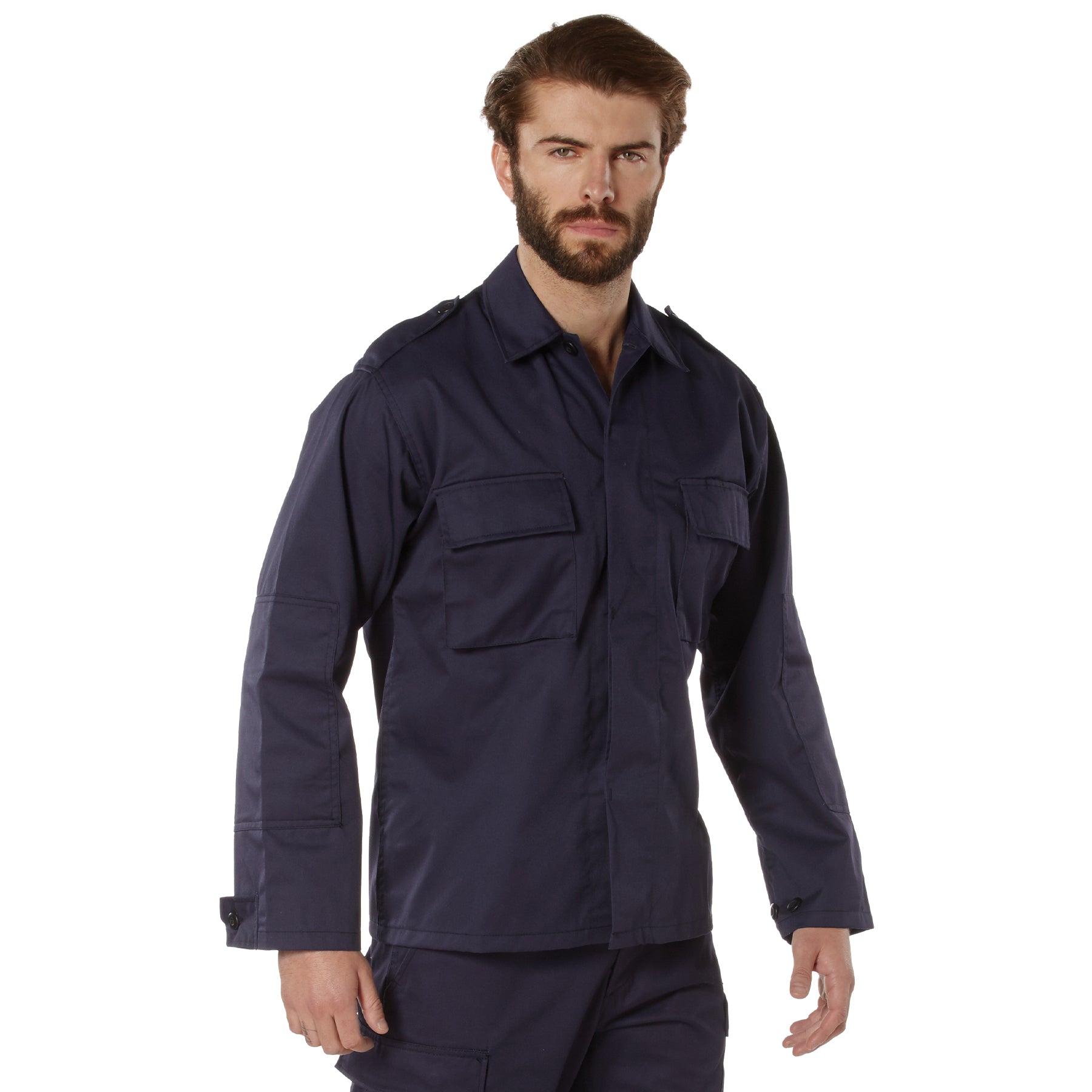 Poly/Cotton 2-Pocket Tactical BDU Shirts Navy Blue