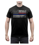 [Public Safety] Poly/Cotton Thin Red & Blue Line T-Shirts Blue & Red Line - Black