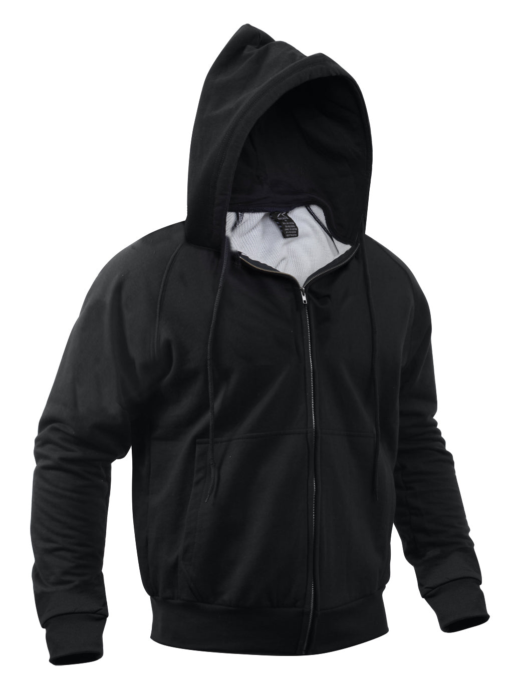 Poly/Cotton Thermal-Lined Zipper Hooded Sweatshirts Black