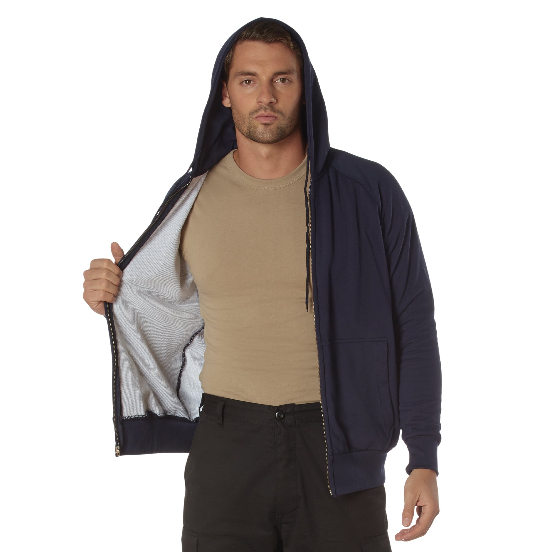 Poly/Cotton Thermal-Lined Zipper Hooded Sweatshirts