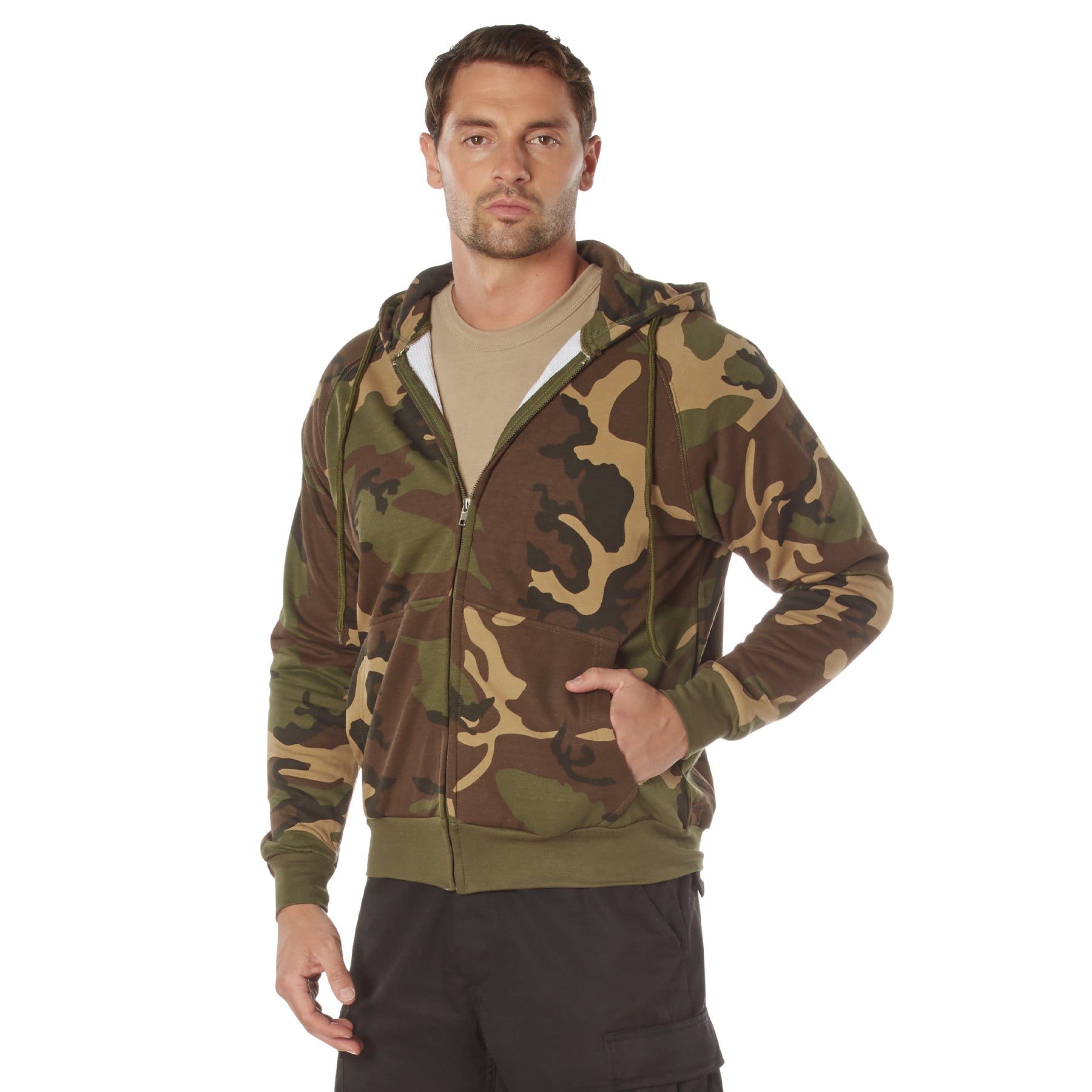 Poly/Cotton Camo Thermal-Lined Zipper Hooded Sweatshirts