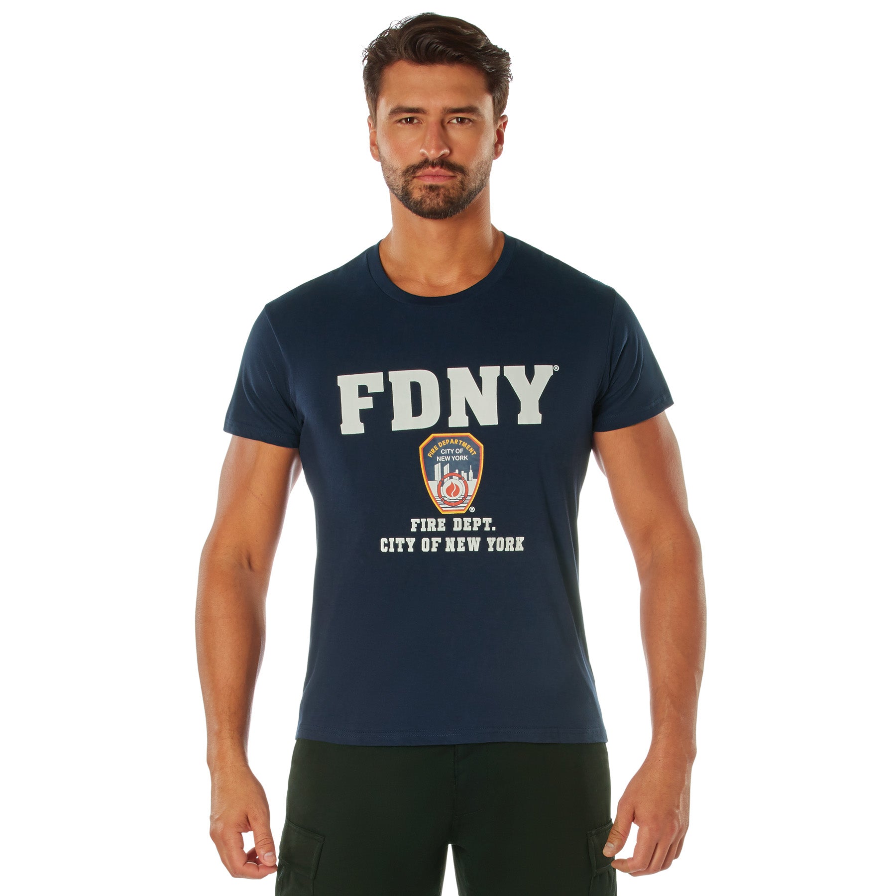[Public Safety] Cotton Genuine Printed FDNY Emblem T-Shirts Navy Blue