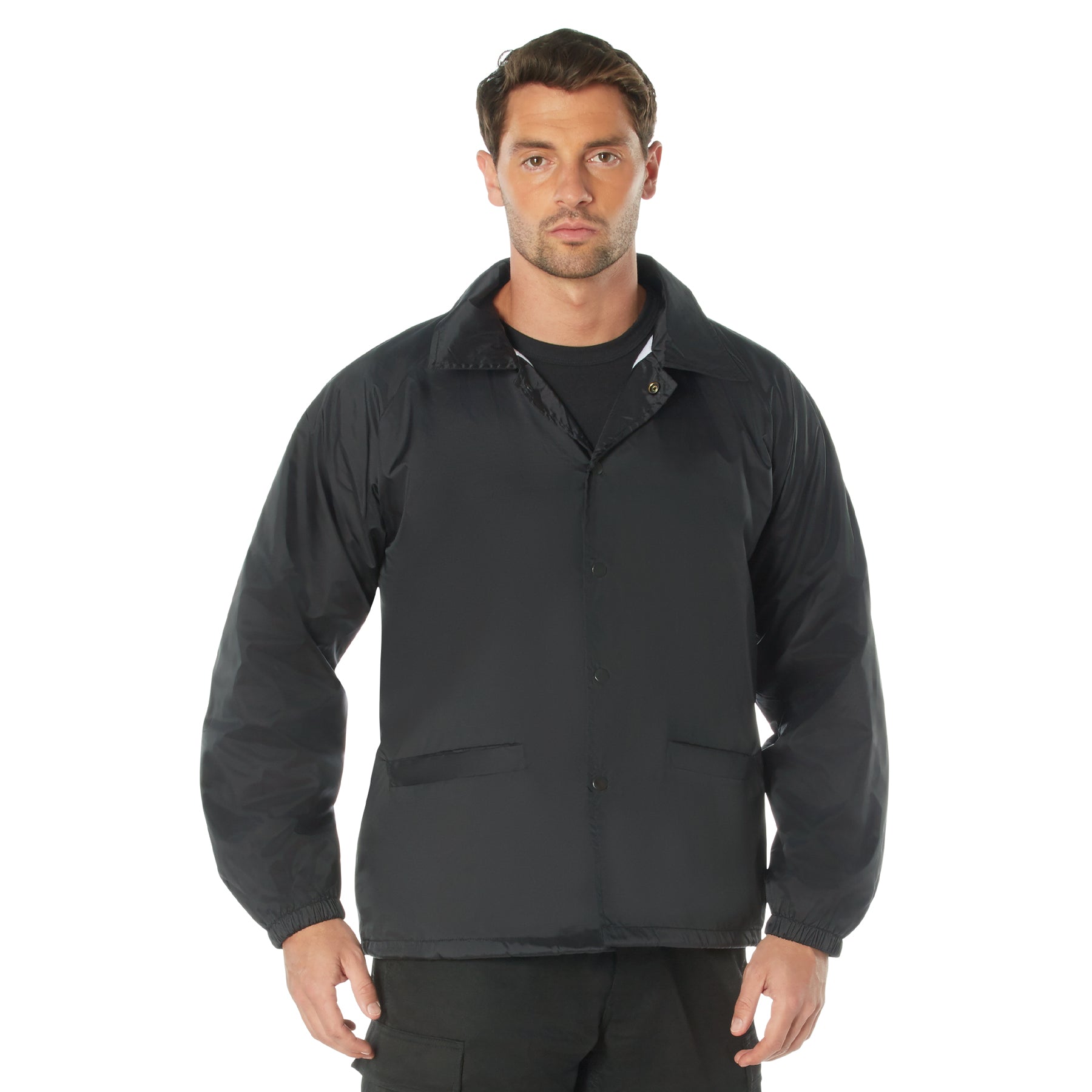 [Public Safety] Nylon Fleece-Lined Security Coaches Jackets Security White - Black