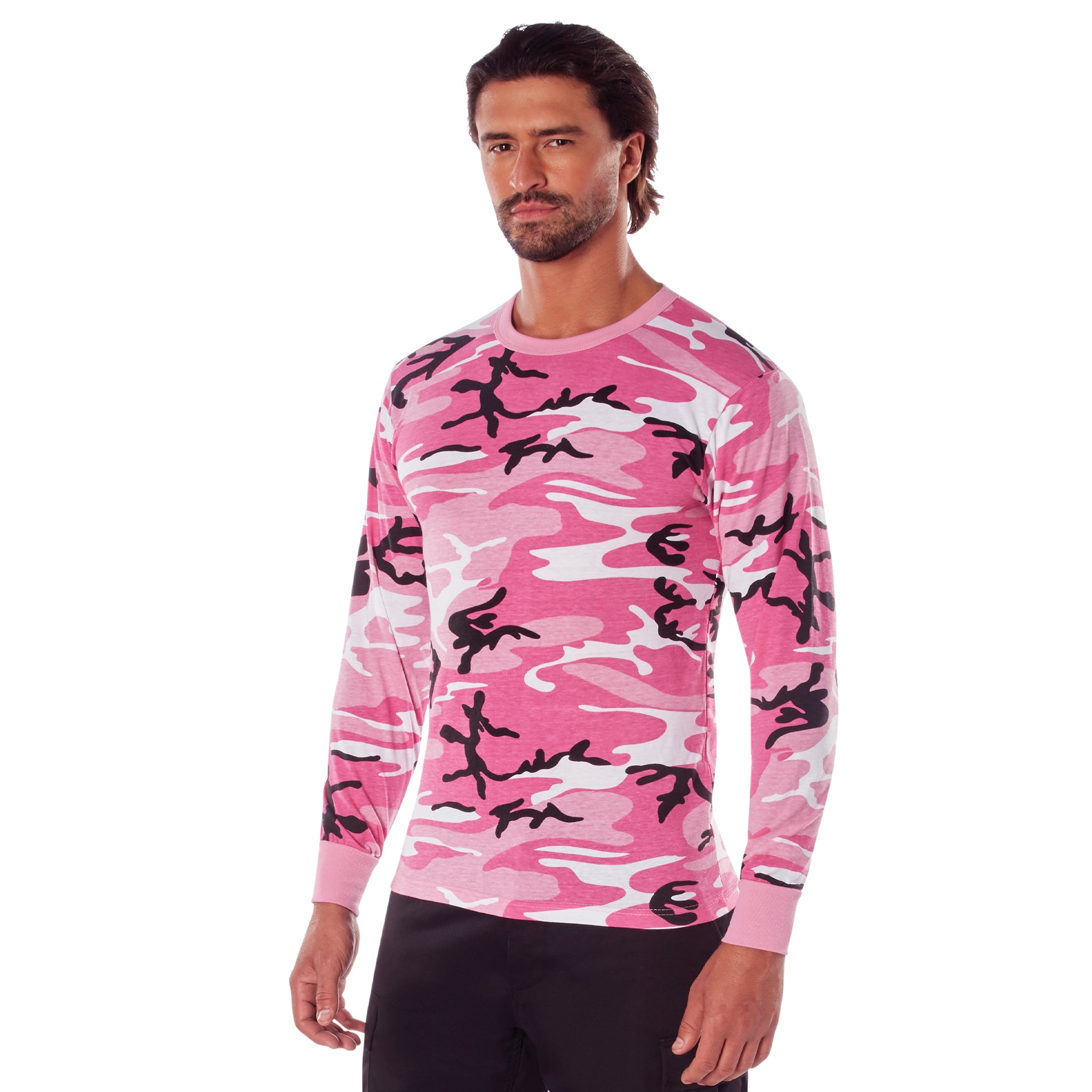 Camo Poly/Cotton Long Sleeve Shirts Pink Camo