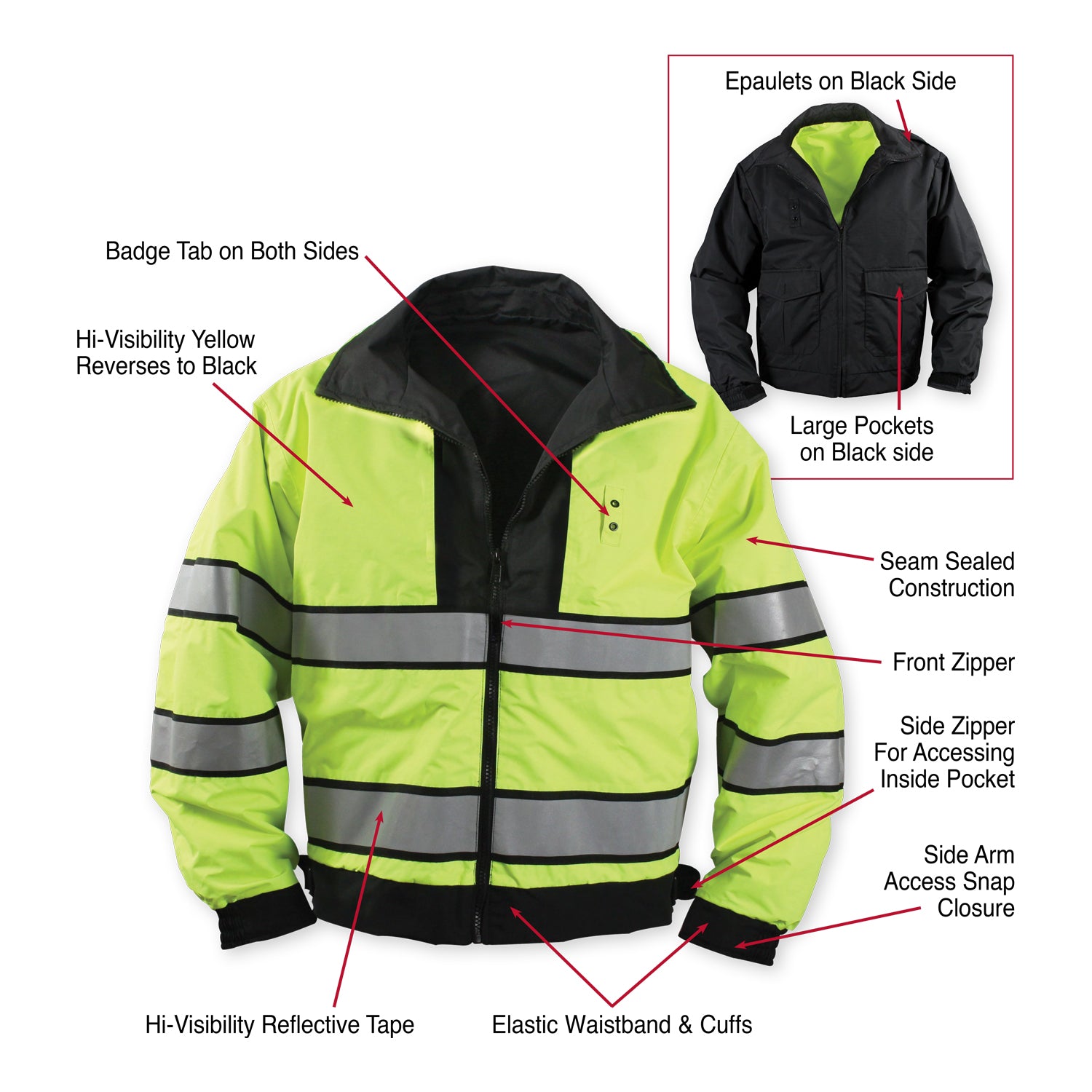 [Public Safety] Nylon Security Reversible HI-Visibility Forced Entry Uniform Jackets