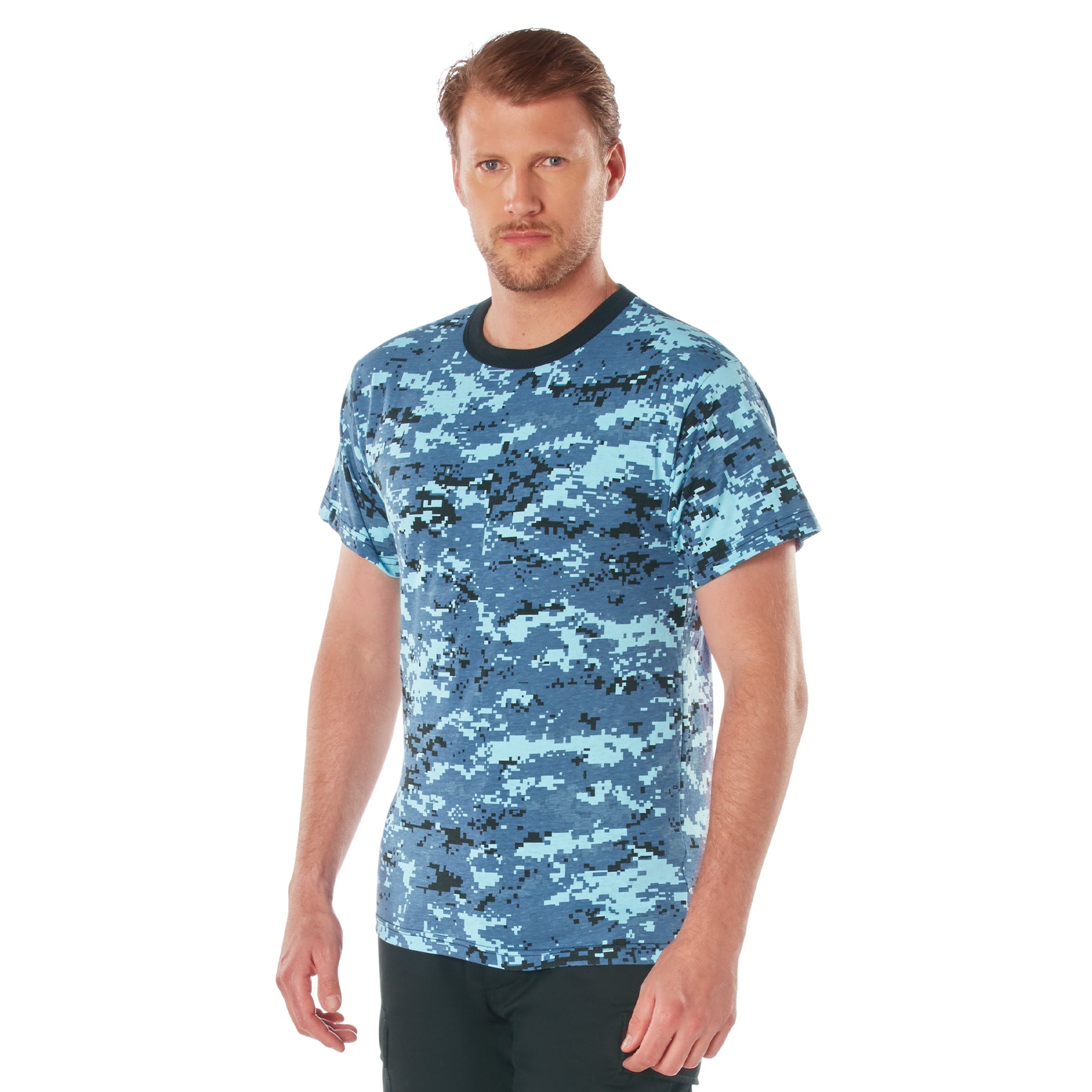 Digital Camo Poly/Cotton T-Shirts Sky Blue Digital Camo
