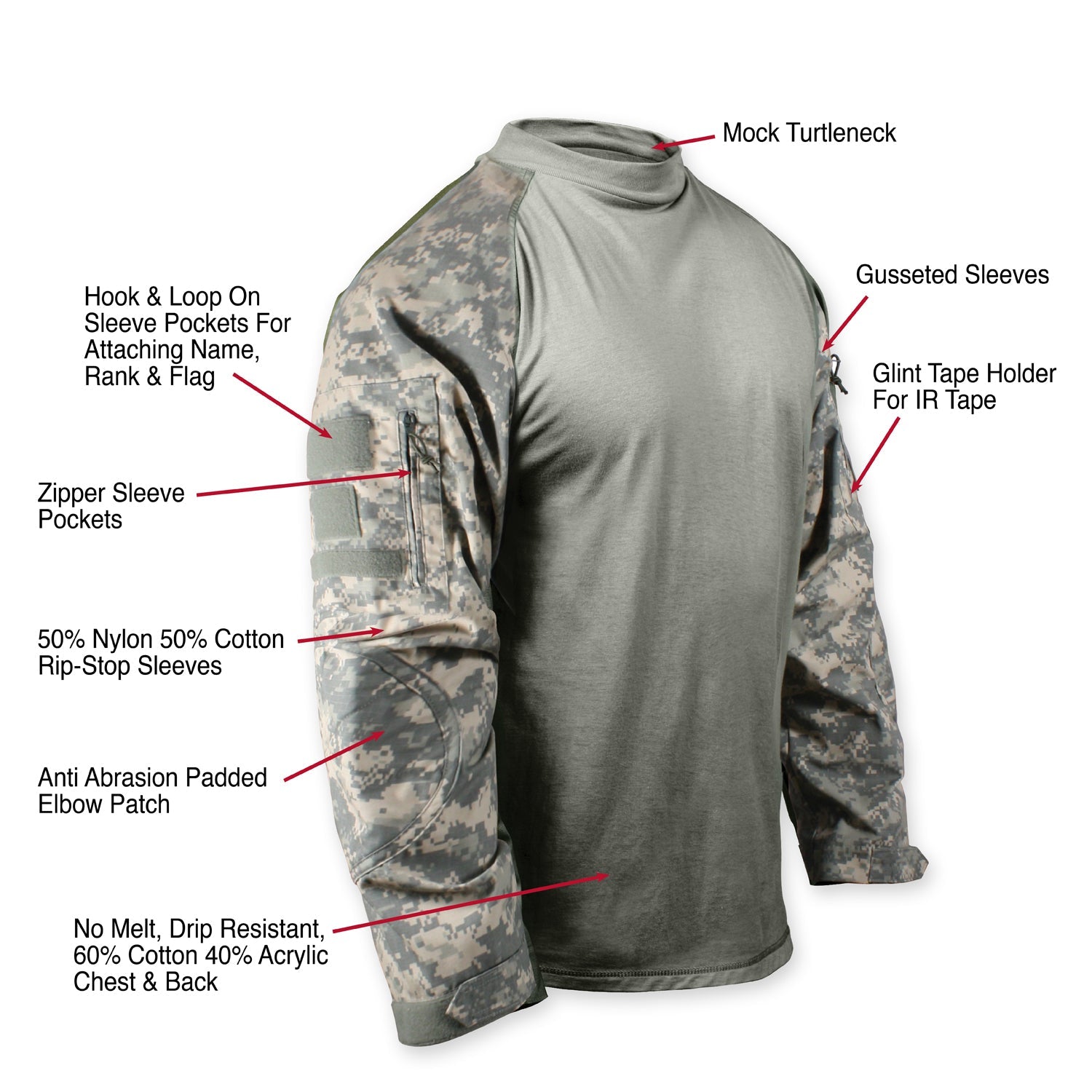 [Military][Fire Retardant] Digital Camo Acrylic/Cotton/Nylon/Cotton Combat Shirts