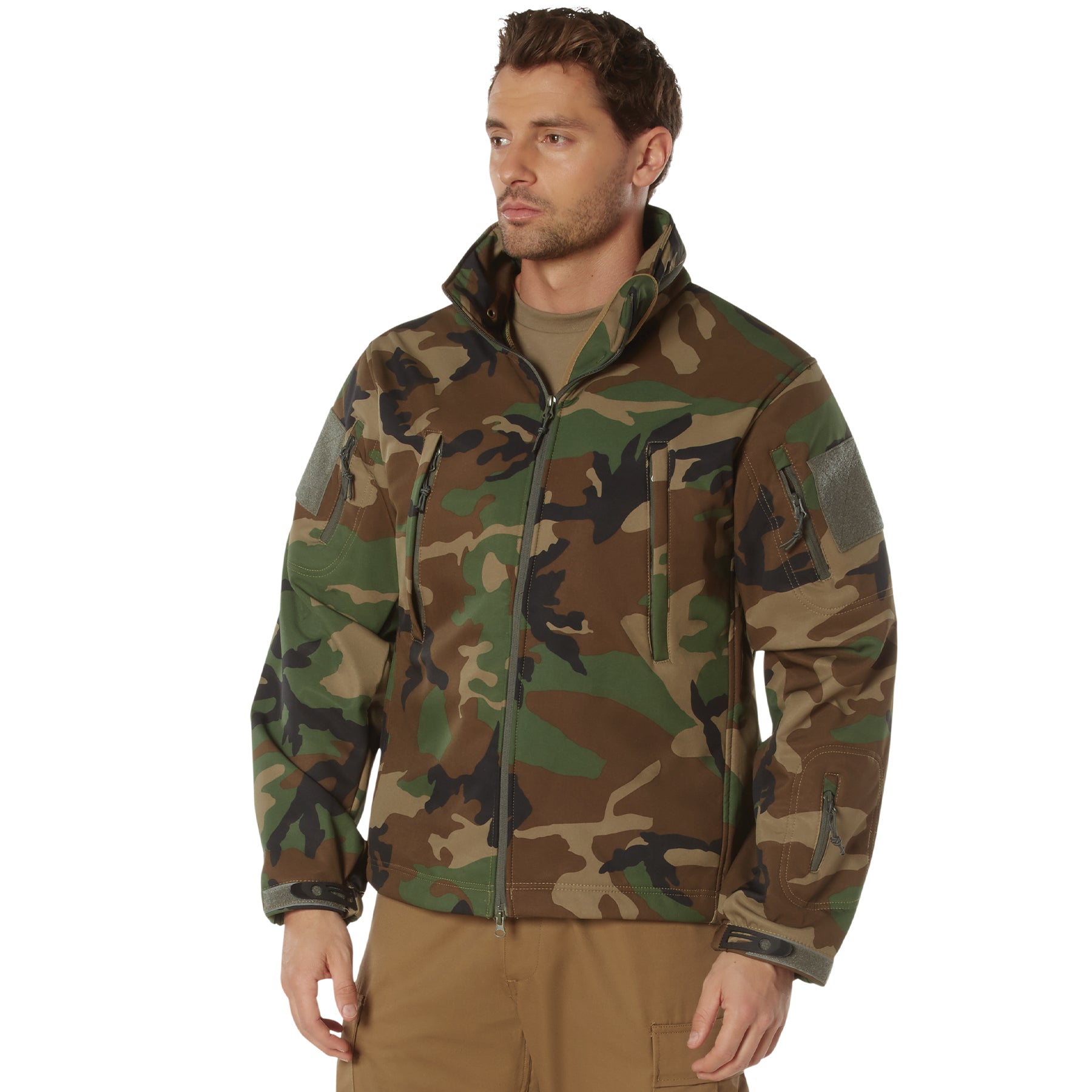 Poly Camo Spec Ops Tactical Soft Shell Jackets Woodland Camo