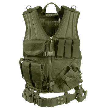 Army OD Green Cross Draw MOLLE Tac Vest