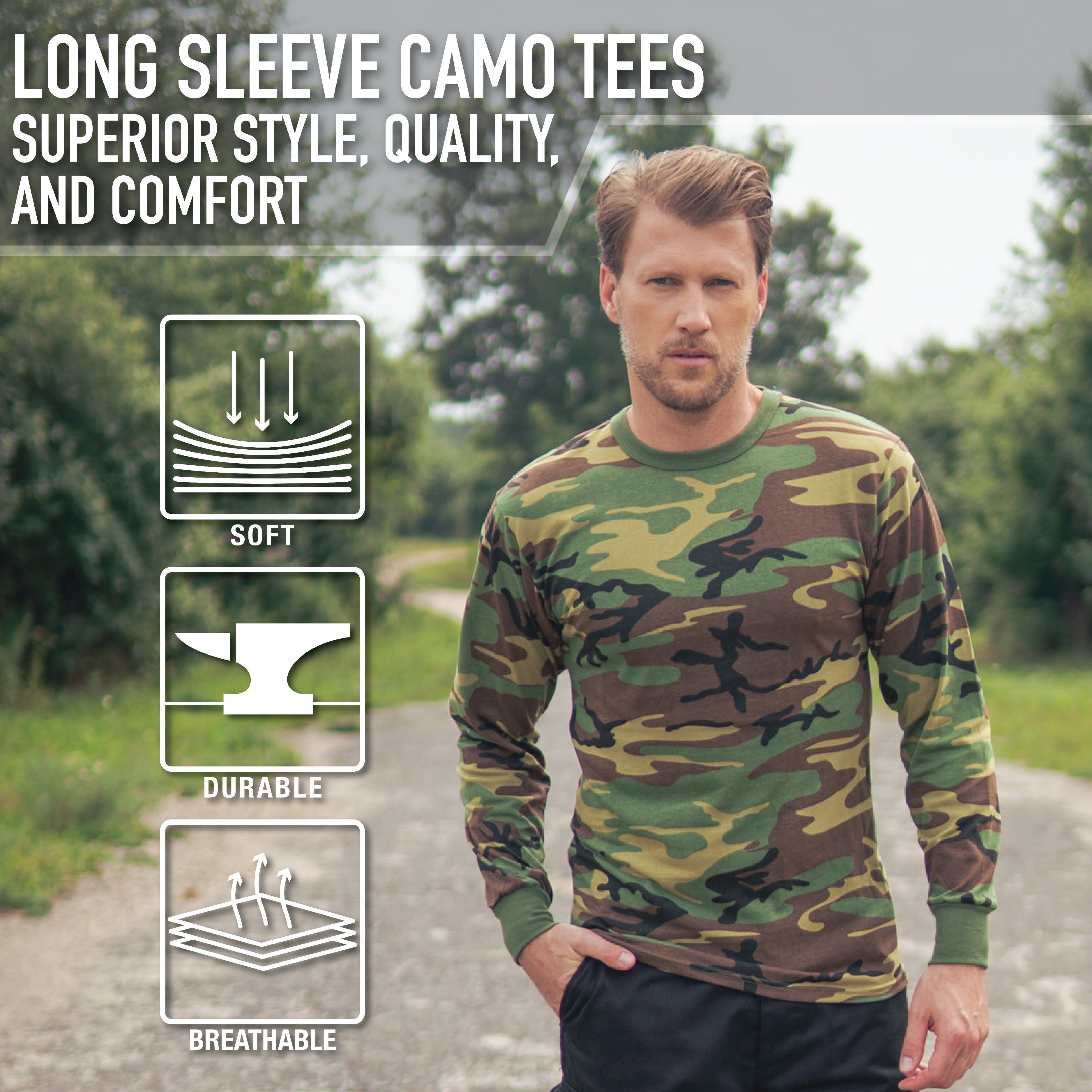 Digital Camo Poly Cotton Long Sleeve Shirts Iceberg Army Navy