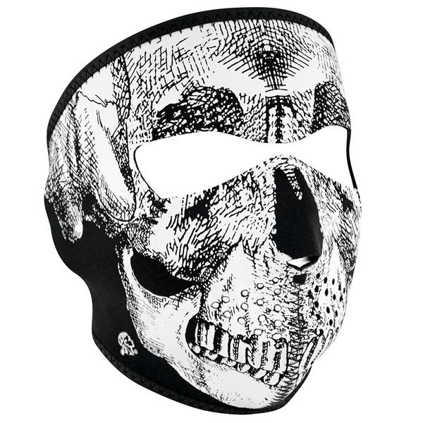 Neoprene Full Face - Black & White Skull Mask (WNFMT002)