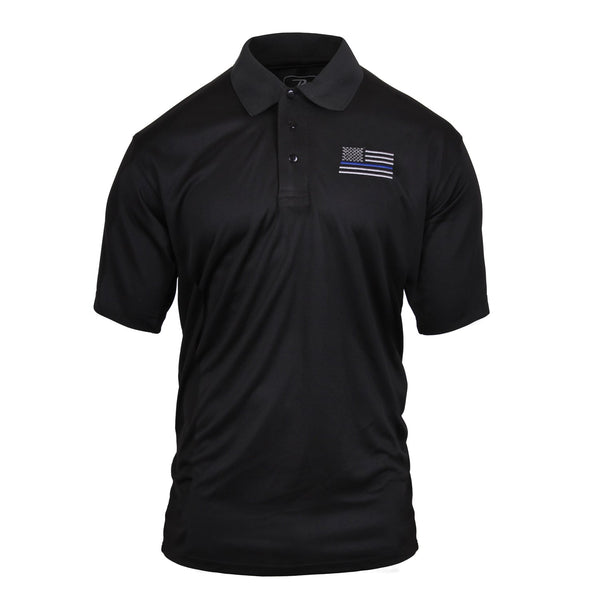 Rothco Moisture Wicking Polo Blue Line T-Shirt Black (2812)