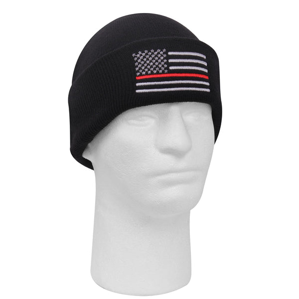 Rothco Thin Red line Embroidered Watch Cap Black (5433)